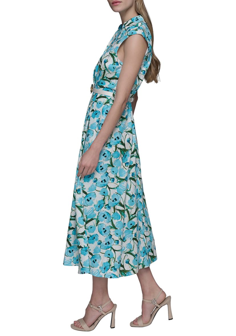 Womens Linen Shirtdress with Karl Belt