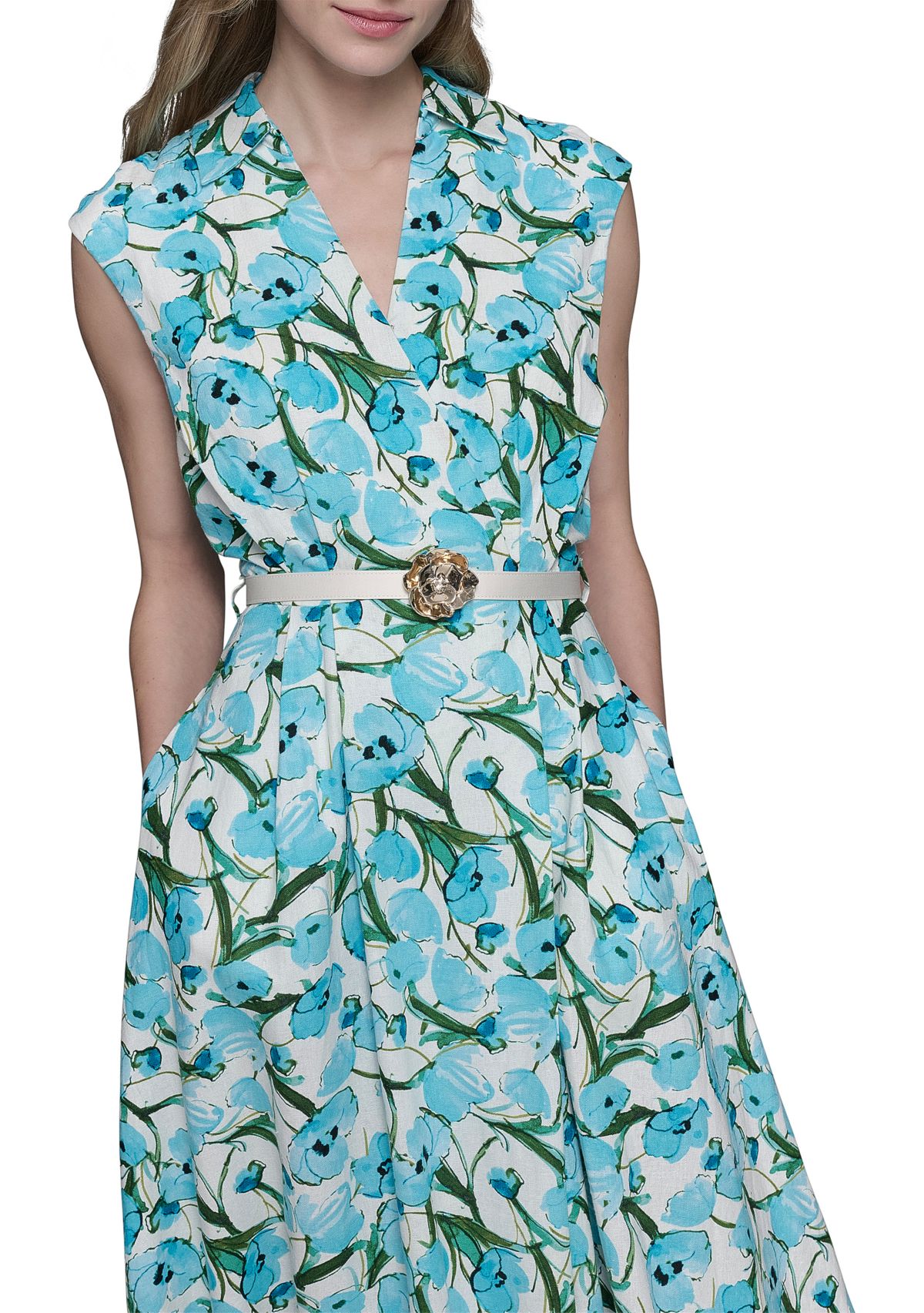 Womens Linen Shirtdress with Karl Belt