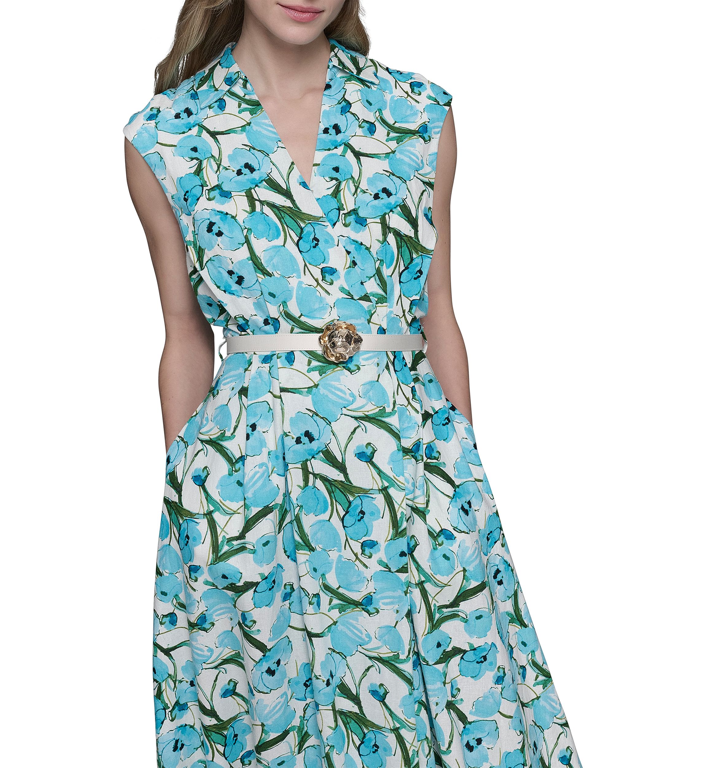 Womens Linen Shirtdress with Karl Belt