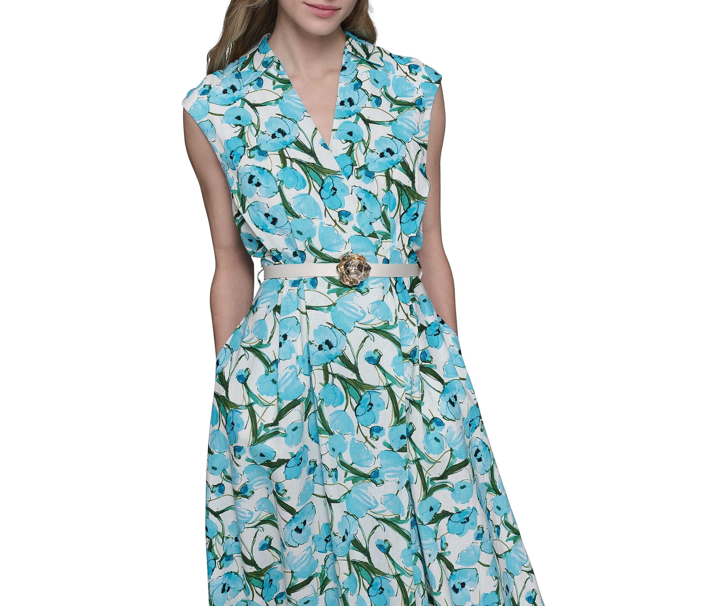 Womens Linen Shirtdress with Karl Belt