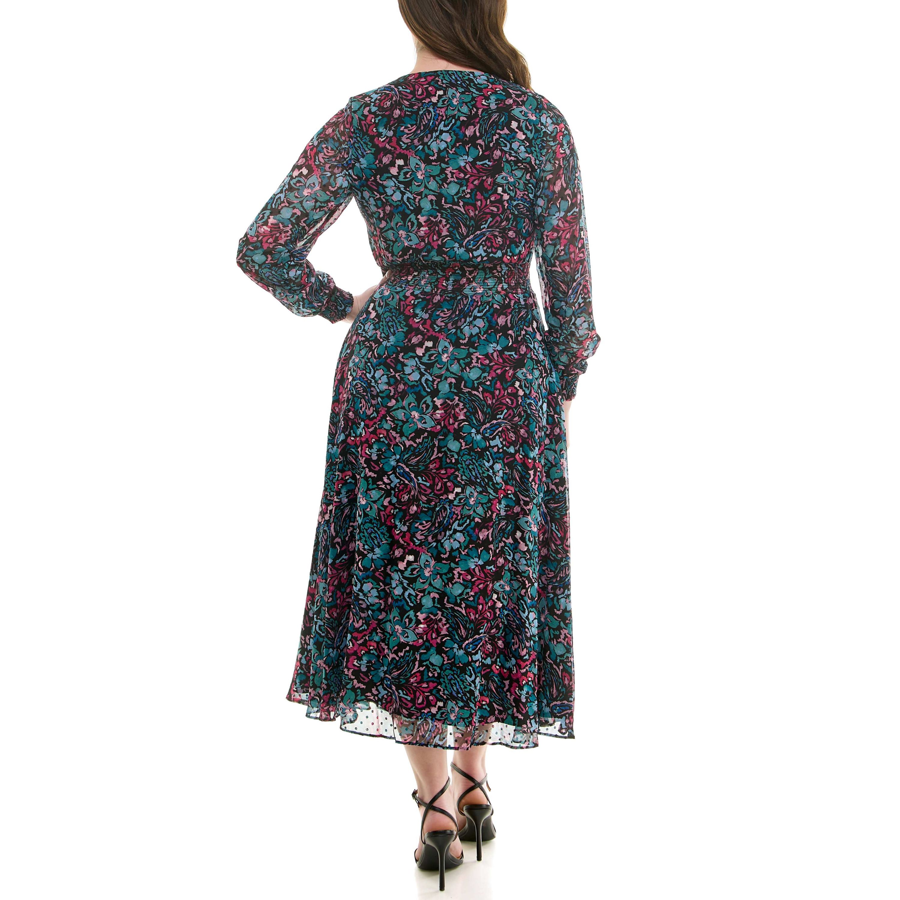 Short V neck Printed Tiered Dress
