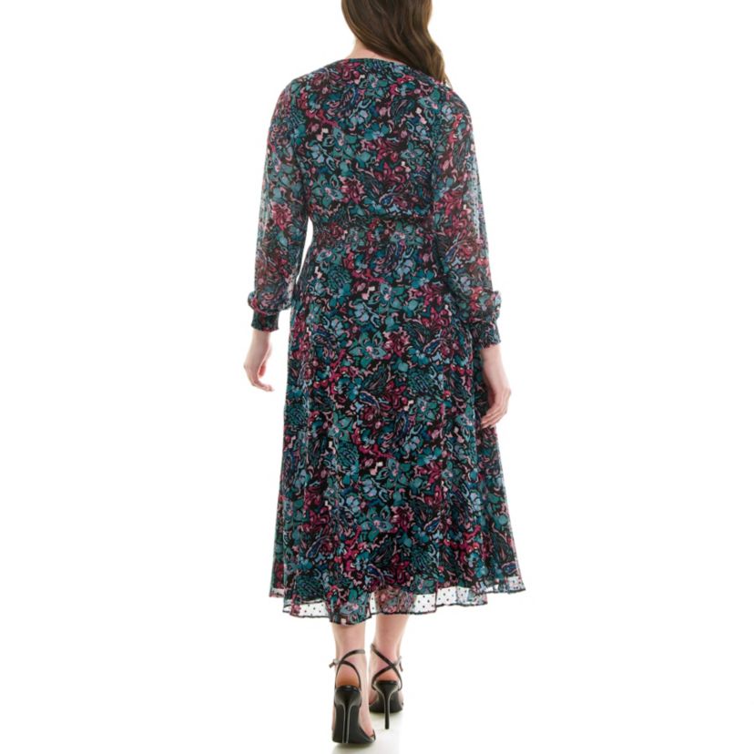 Short V neck Printed Tiered Dress