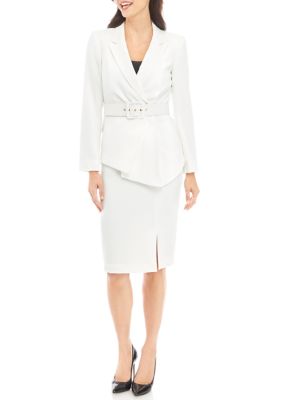 Tahari ASL Nested Belted Jacket and Skirt