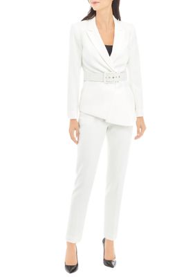 Tahari Women's Nested Suit, Jacket and Pants, Ivory, 10