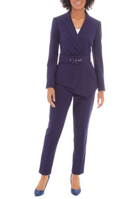 Tahari Women's Nested Suit, Jacket and Pants, Navy Blue, 10