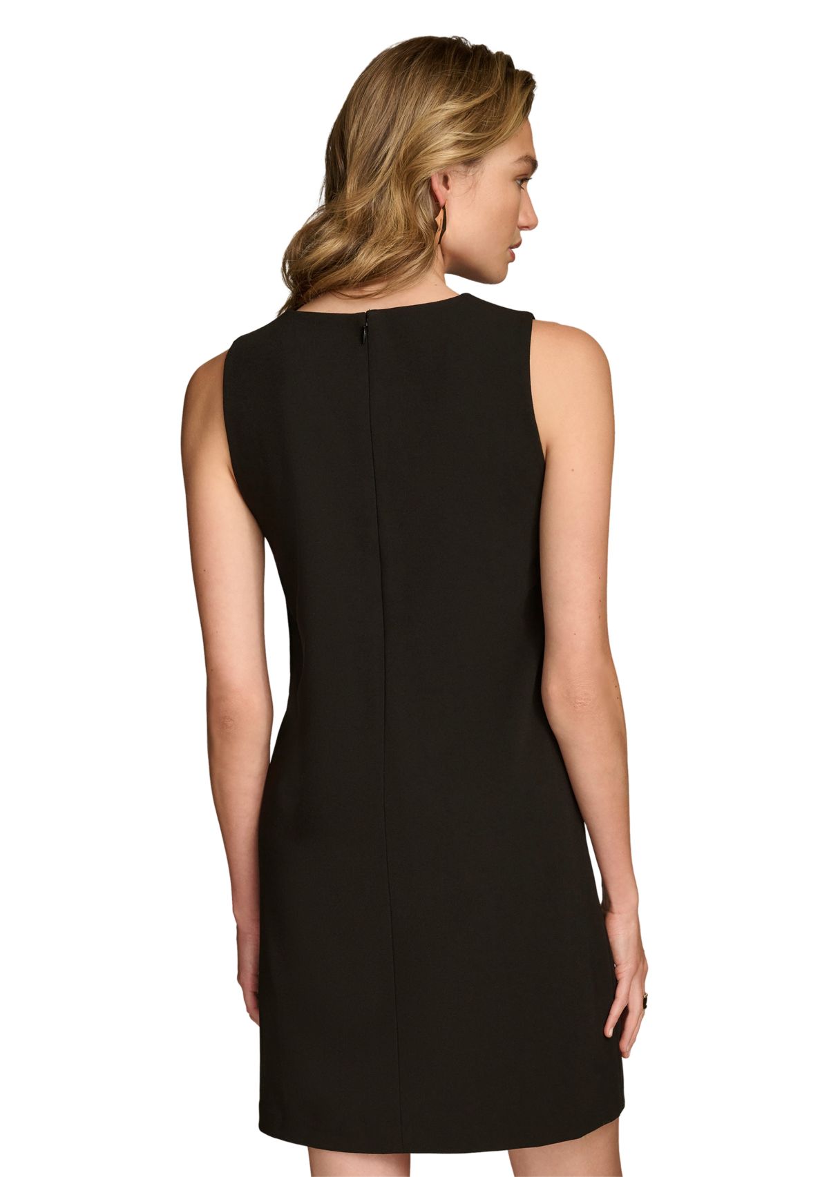 Womens Sleeveless Keyhole Neck Solid A-Line Dress
