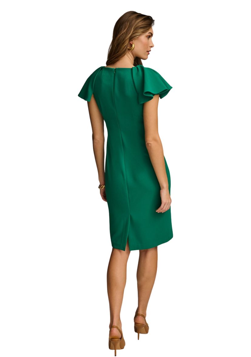Womens Boat Neck Solid Scuba Sheath Dress