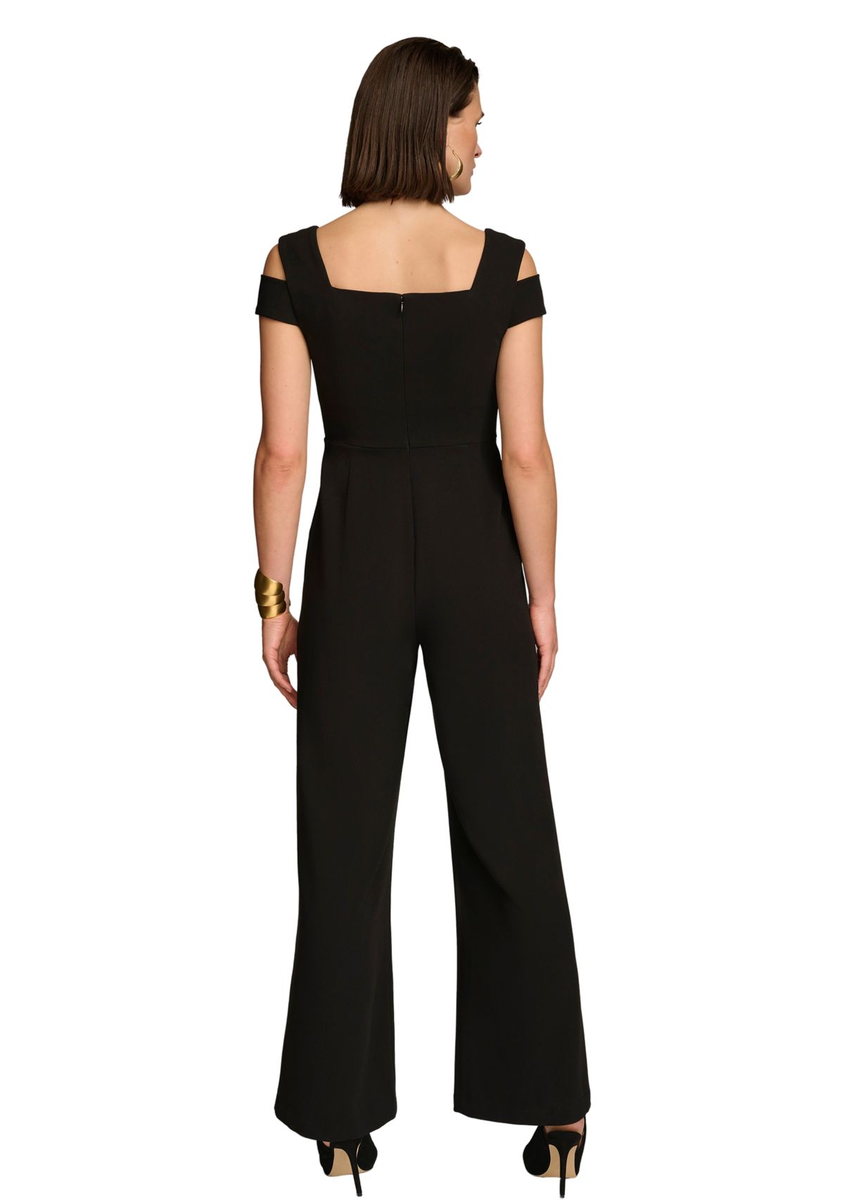 Womens Solid V-Neck Jumpsuit
