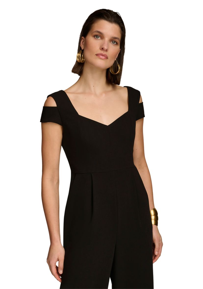 Womens Solid V-Neck Jumpsuit
