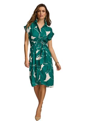 Women's Collared Floral Printed Fit and Flare Dress