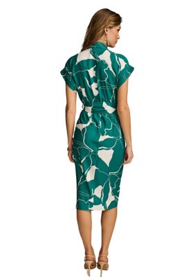 Women's Collared Floral Printed Fit and Flare Dress