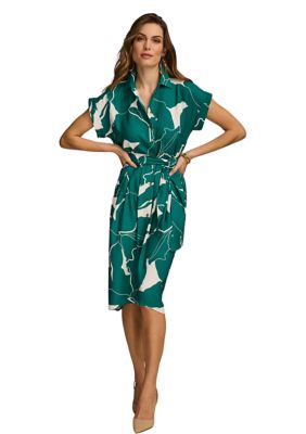 Women's Collared Floral Printed Fit and Flare Dress