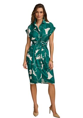 Women's Collared Floral Printed Fit and Flare Dress