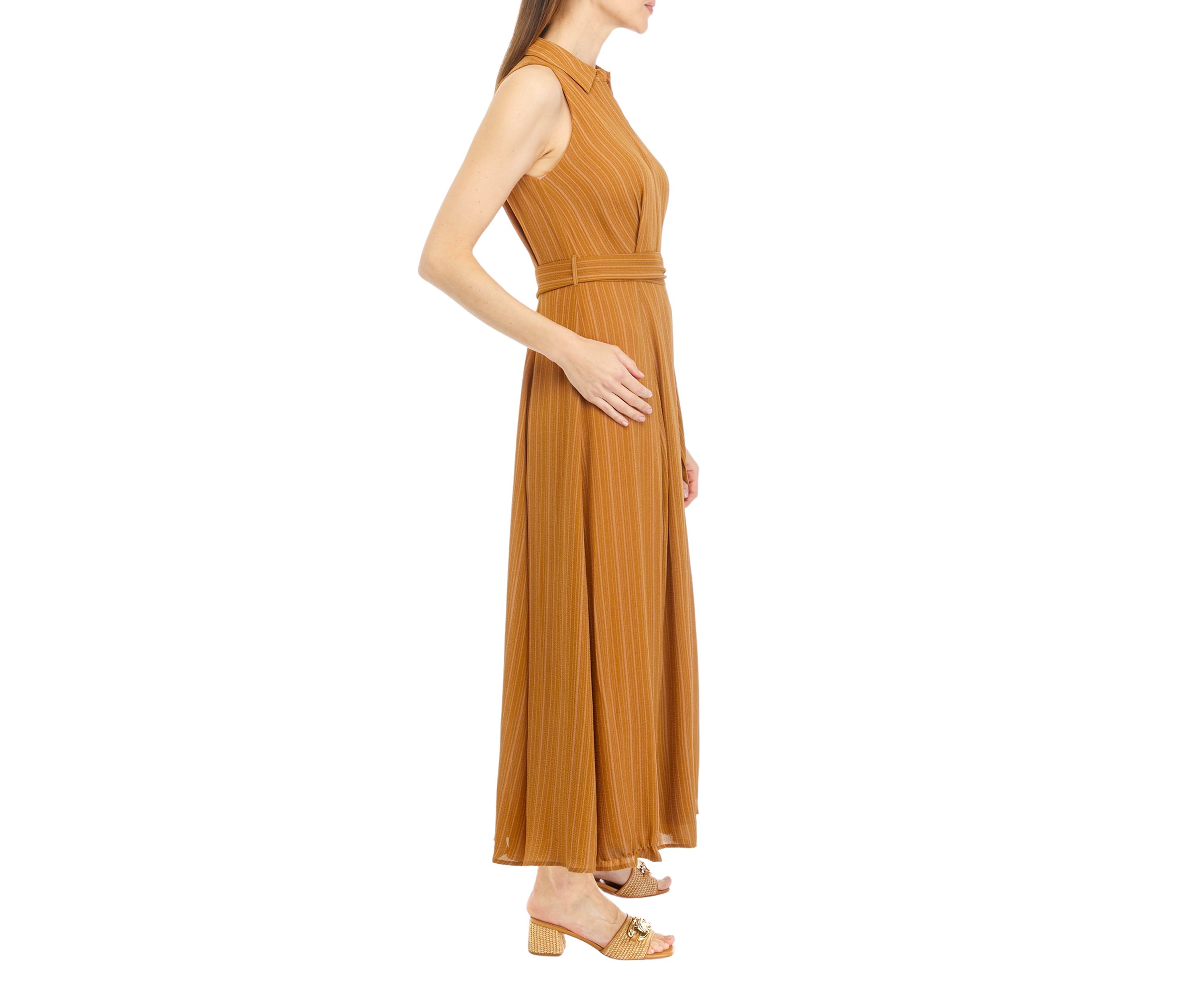 Womens Sleeveless Collar Neck Solid Fit and Flare Dress