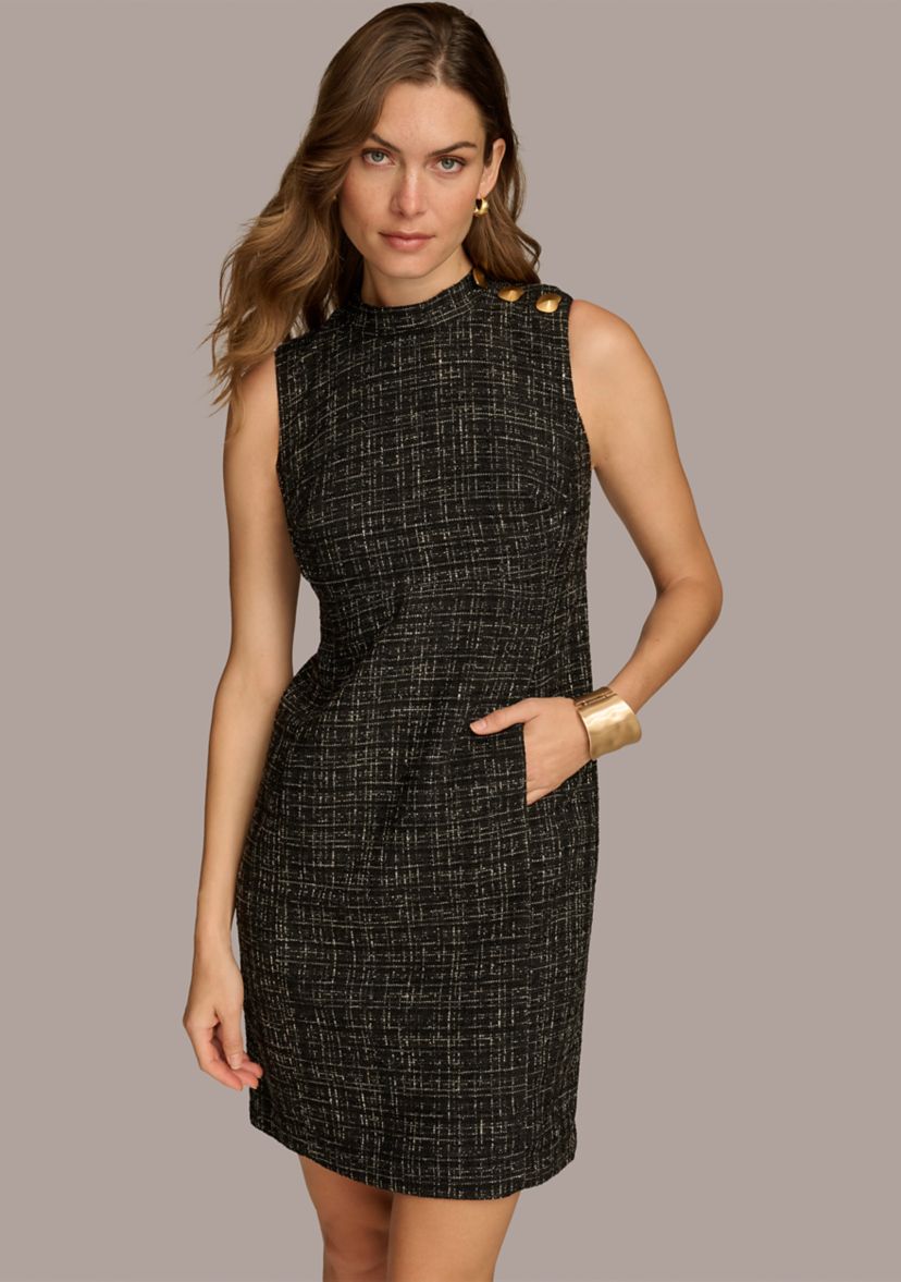 Womens Mock Neck Sheath Dress