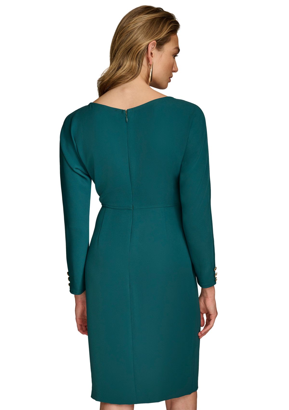 Womens Boat Neck Solid Midi Dress