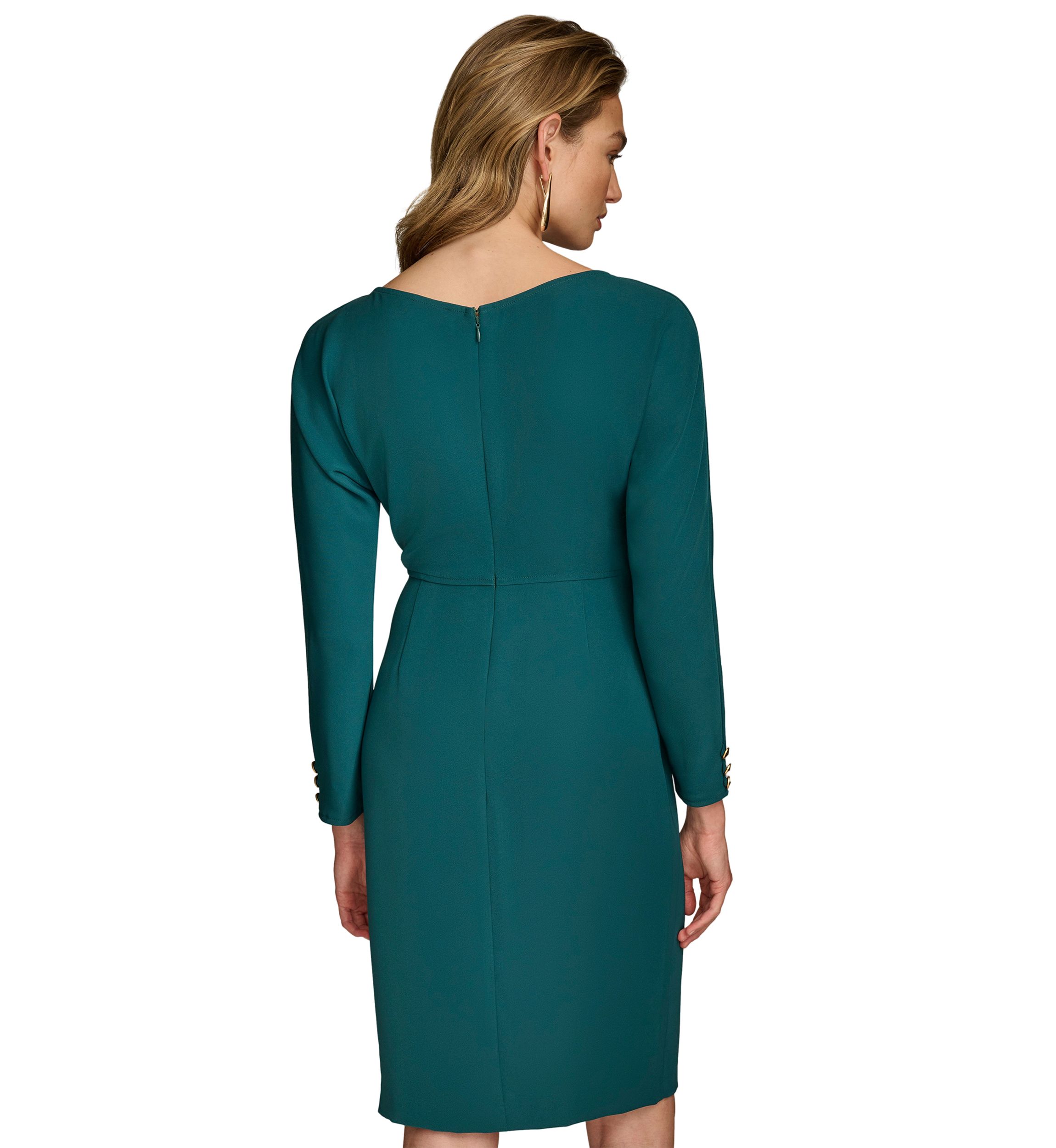 Womens Boat Neck Solid Midi Dress