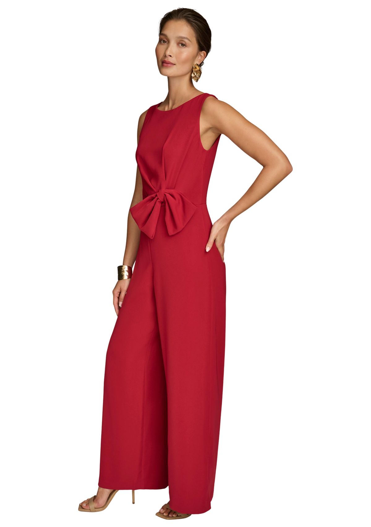 Womens Sleeveless Bow Waist Jumpsuit 