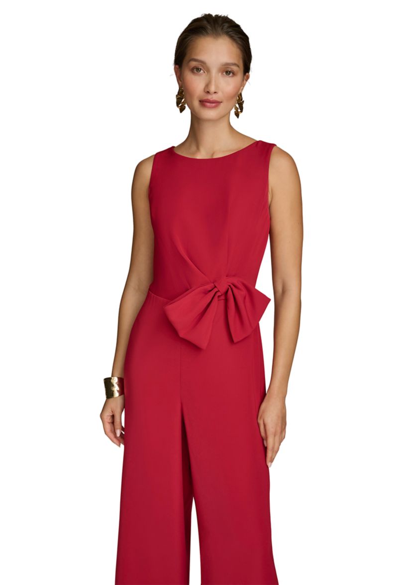 Womens Sleeveless Bow Waist Jumpsuit 