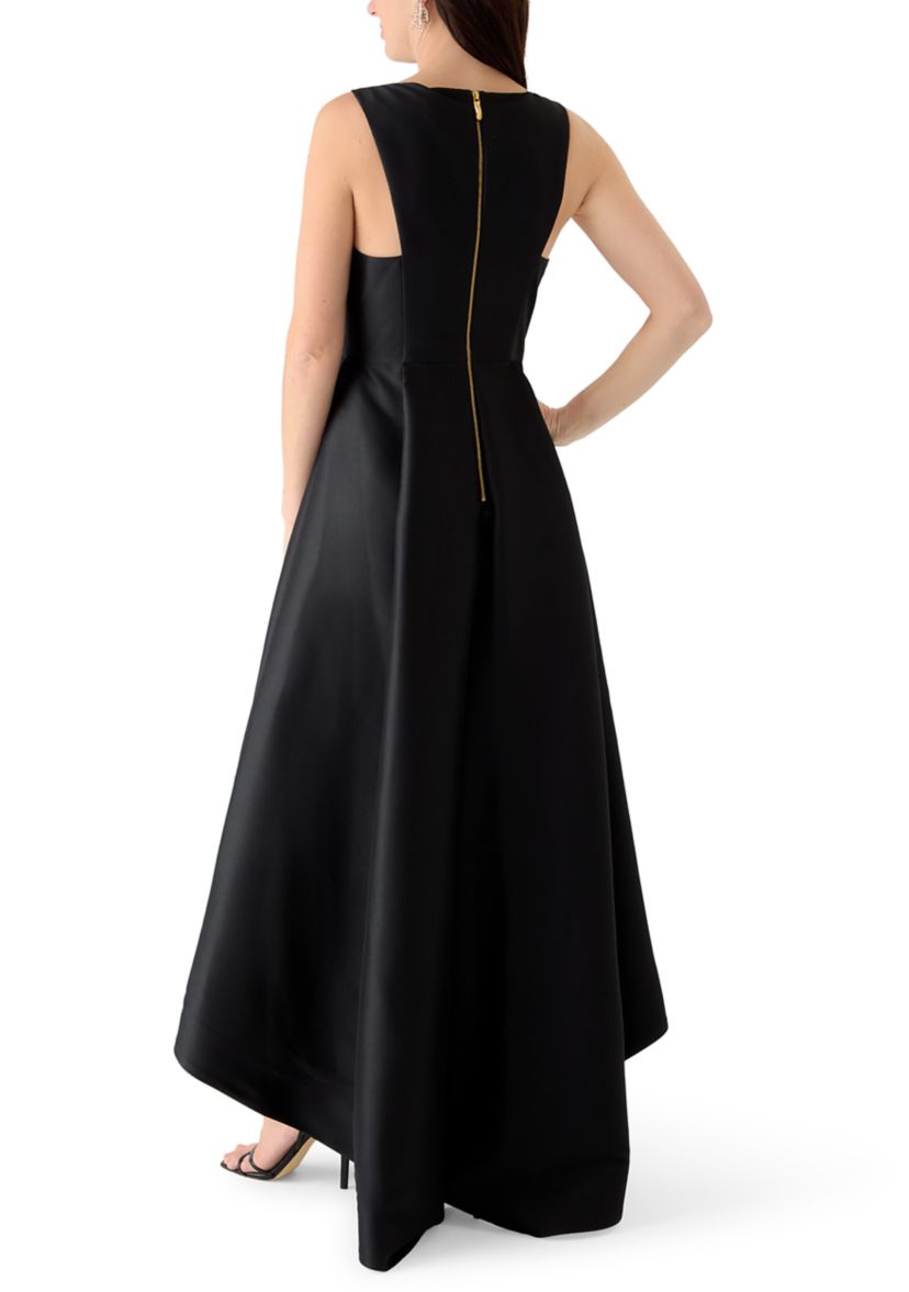 Donna Karan New York Women's V-Neck High Low Gown, Black, 14
