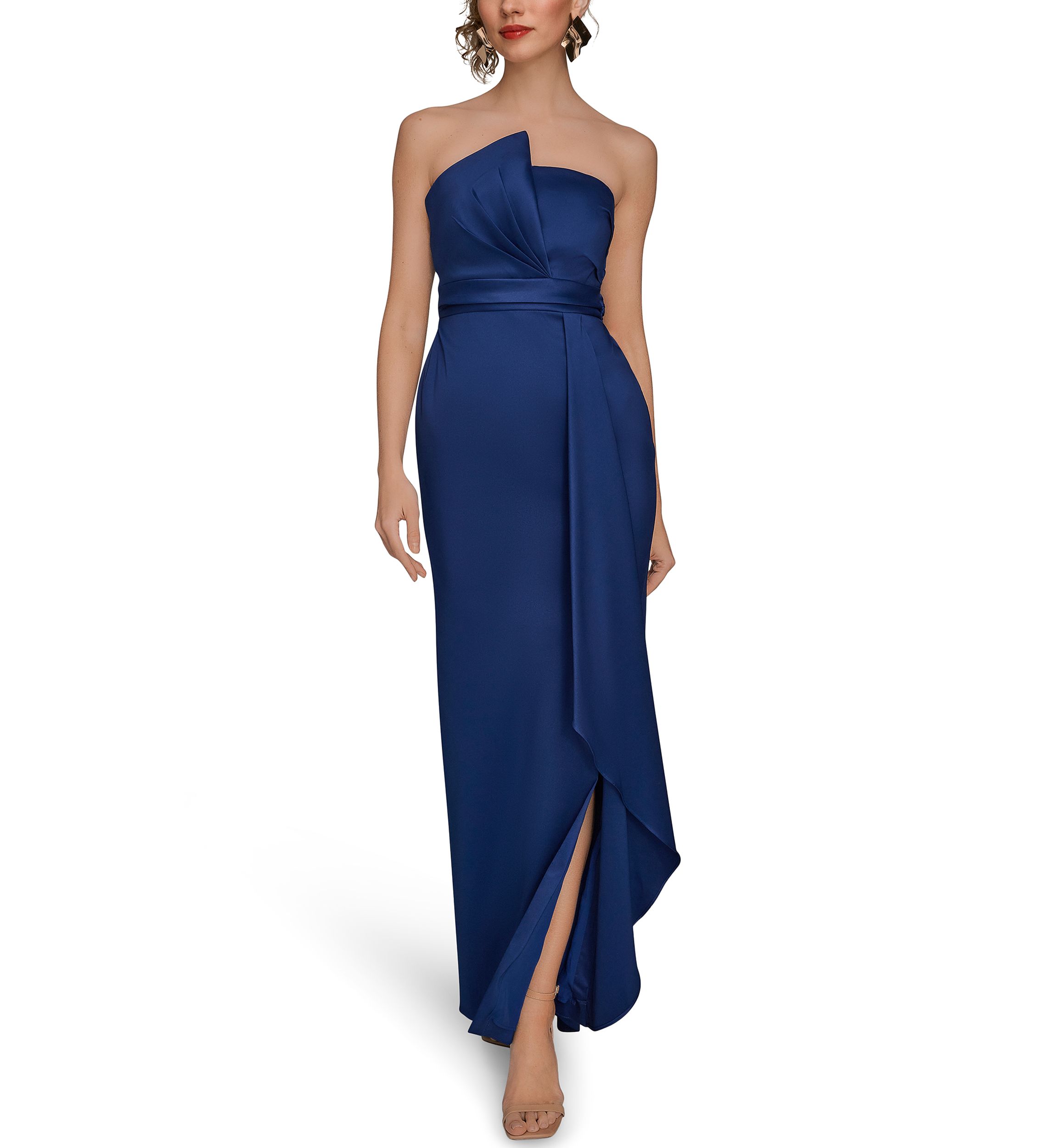 donna karan evening dresses Taffeta Sleeveless V Neck High Low Gown | Gown
