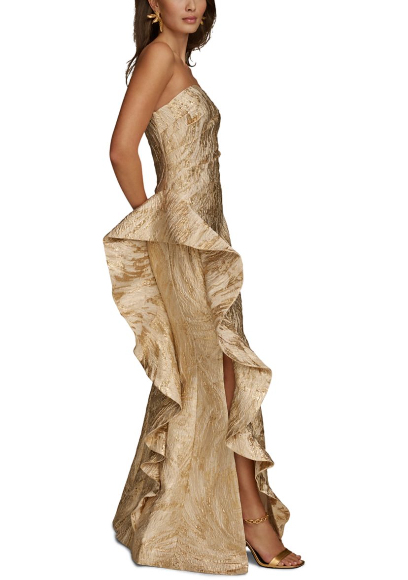 donna karan gold dress Donna Karan Evening Dress