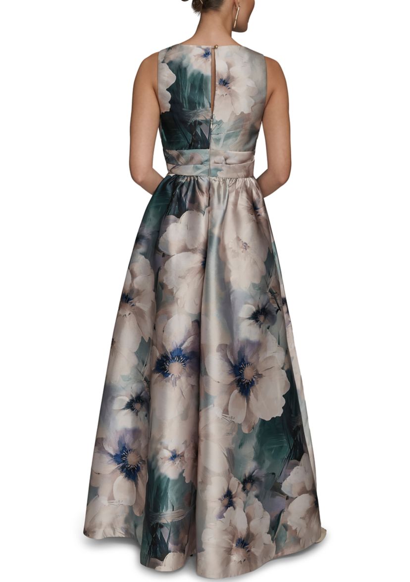 what color shoes go with champagne bridesmaid dresses Watercolor Floral Print Strapless Maxi Dress - Green main image 0