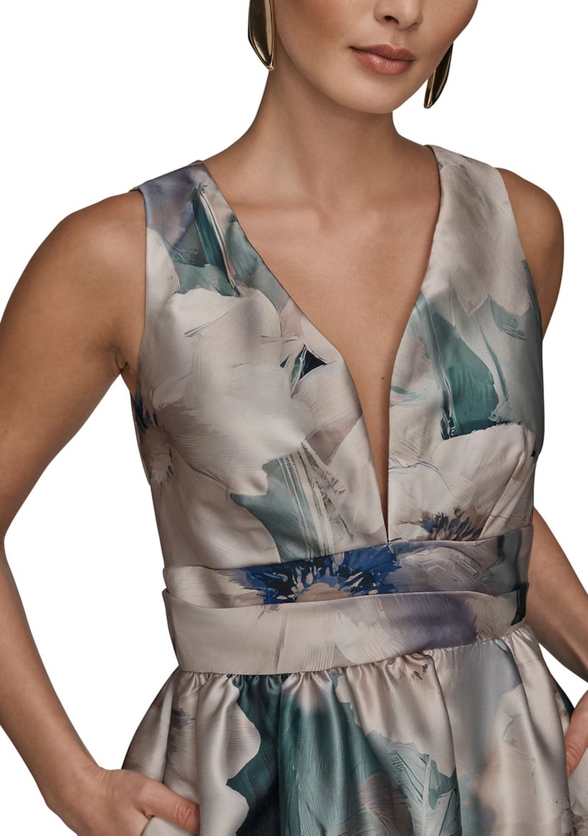Donna Karan New York Women's V-Neck Floral Watercolor Gown | Belk