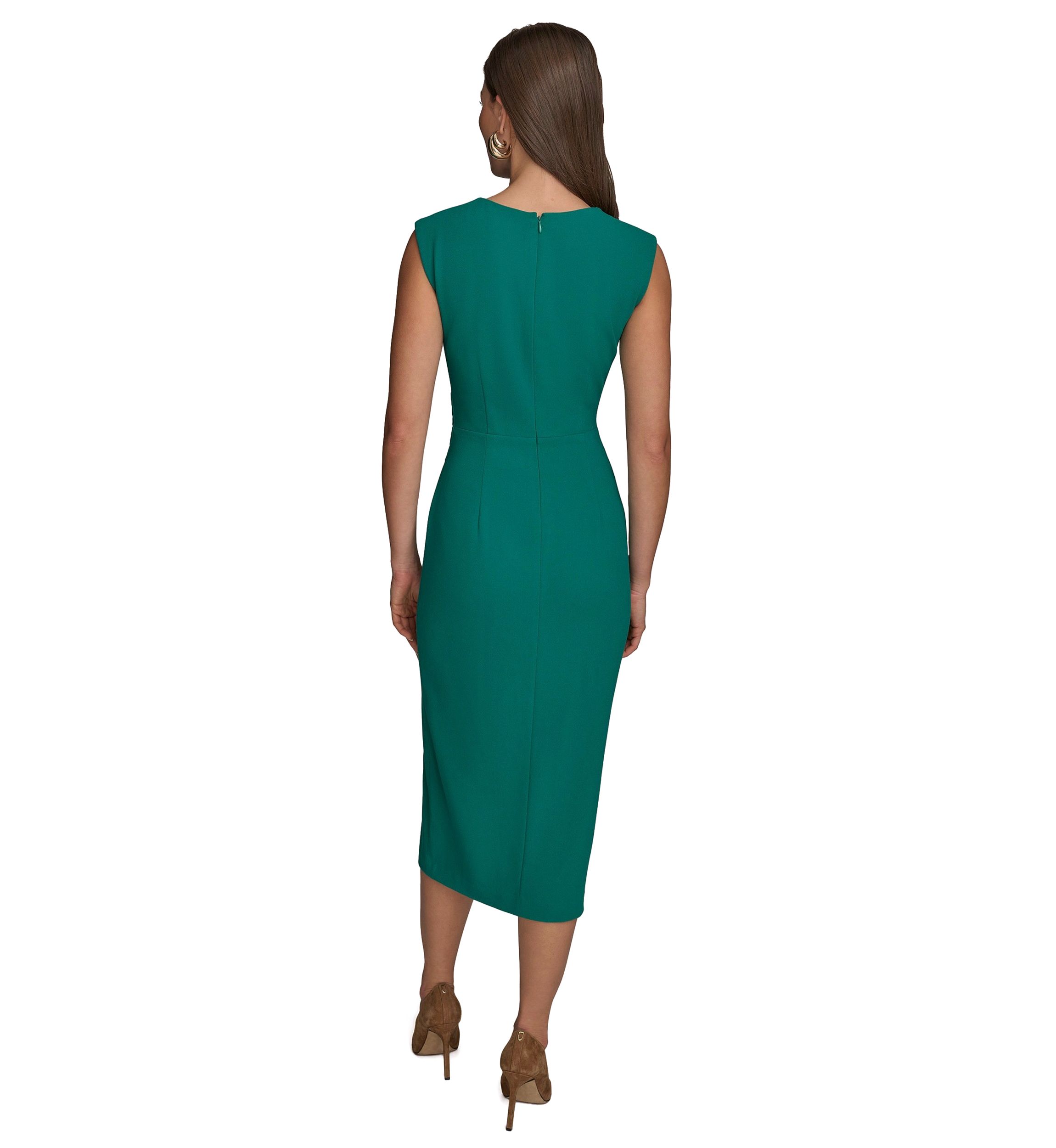 Womens Cap Sleeve Slit Sheath Dress