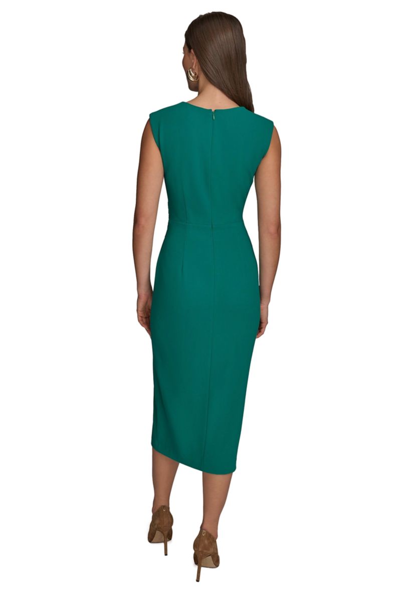 Womens Cap Sleeve Slit Sheath Dress
