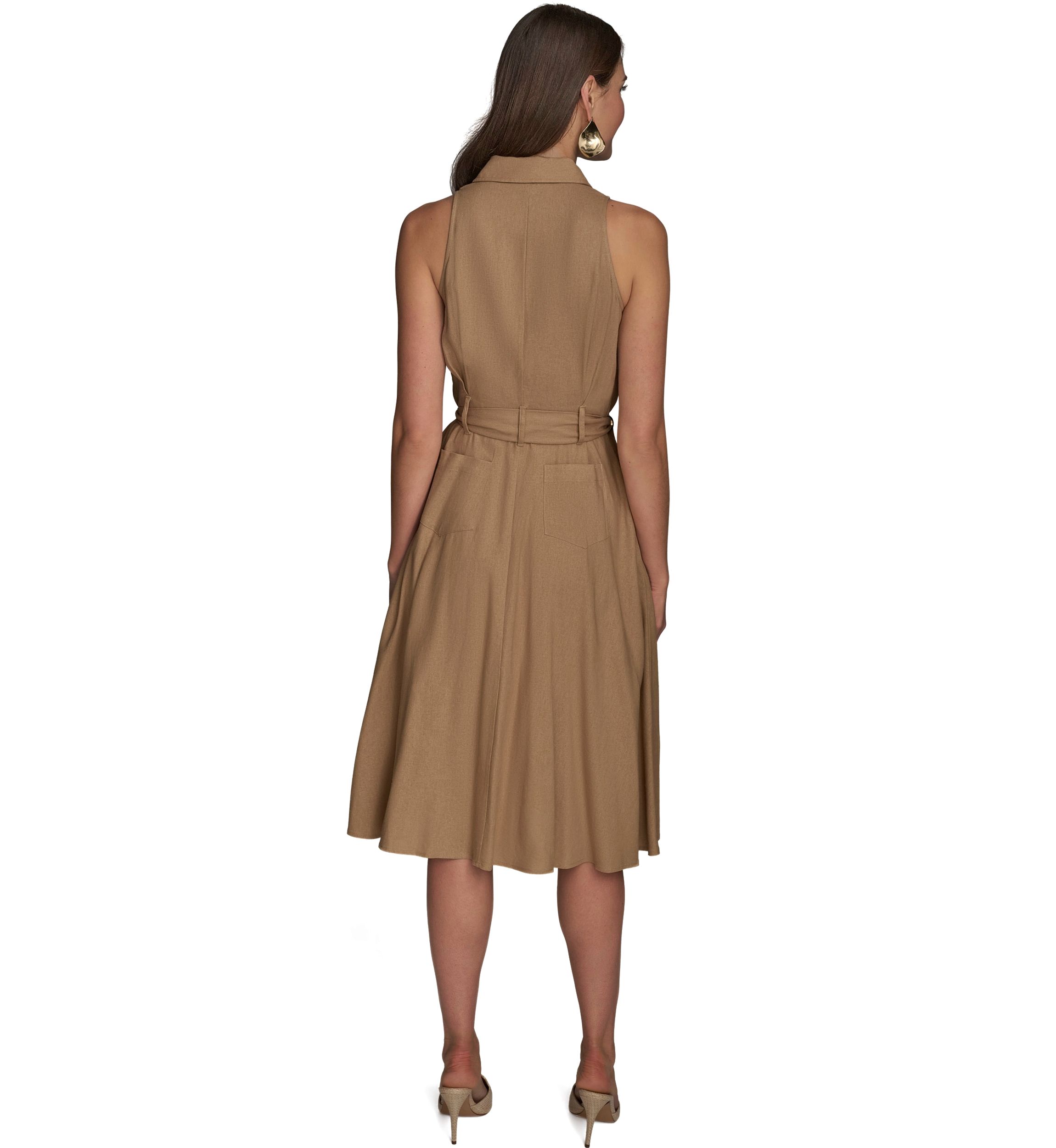 Womens Short Sleeve Collared Fit and Flare Dress