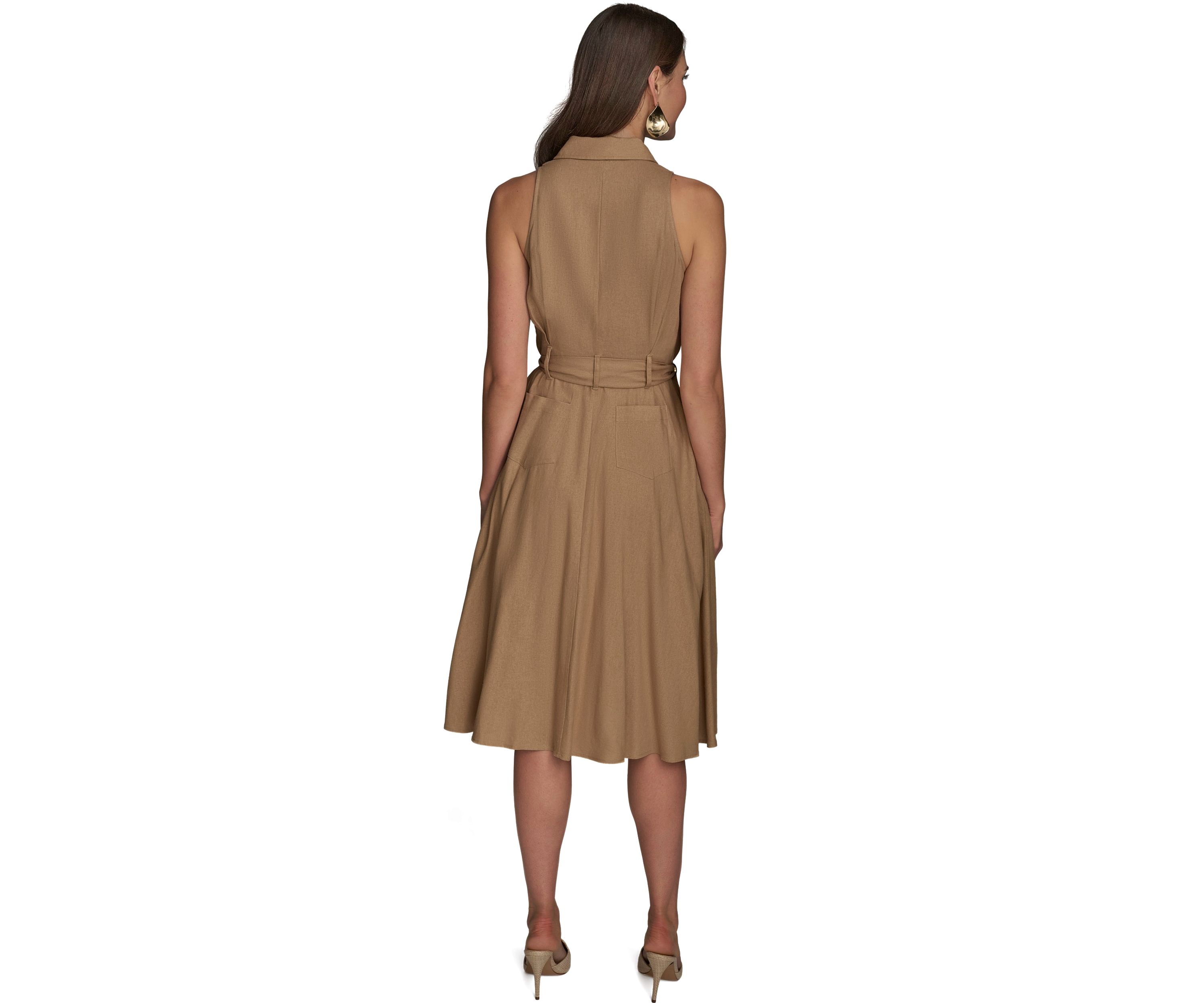 Womens Short Sleeve Collared Fit and Flare Dress