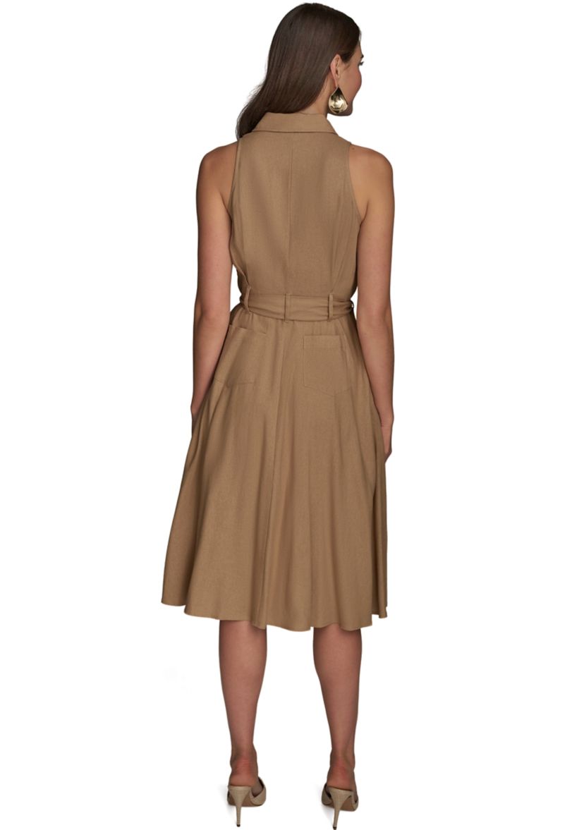 Womens Short Sleeve Collared Fit and Flare Dress