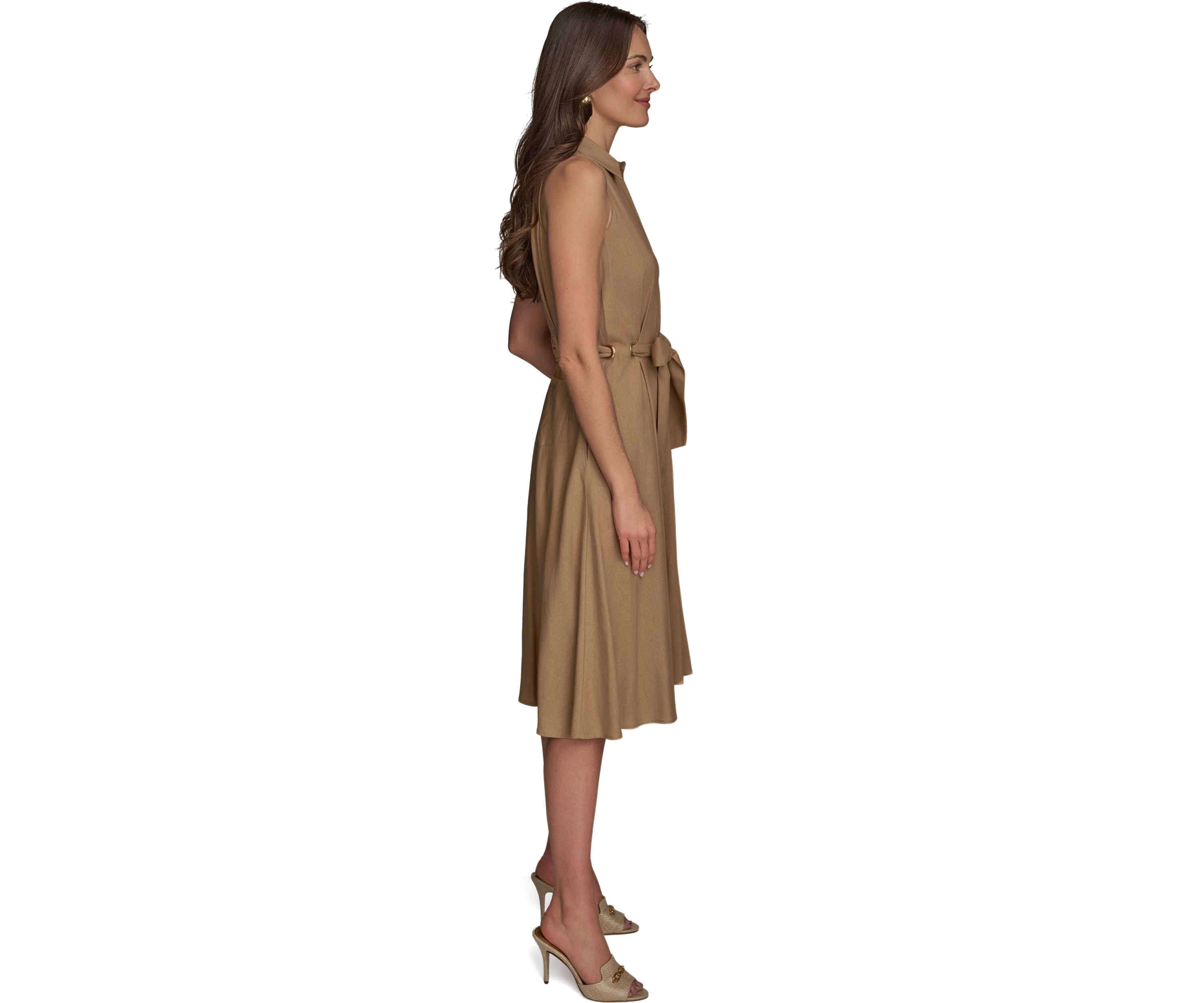Womens Short Sleeve Collared Fit and Flare Dress