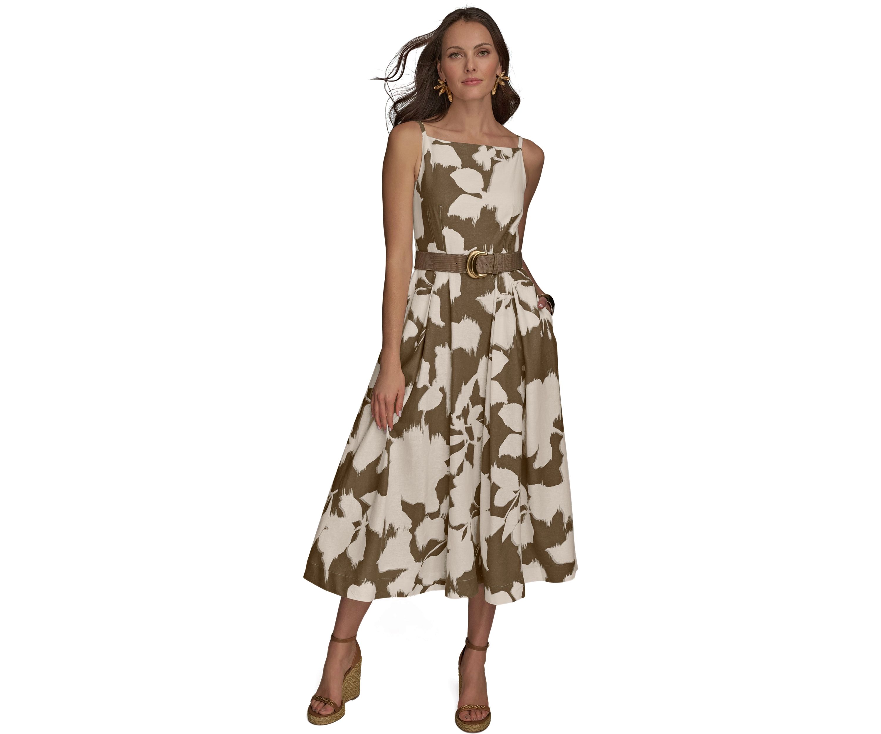 Womens Sleeveless Square Neck Floral Maxi Dress