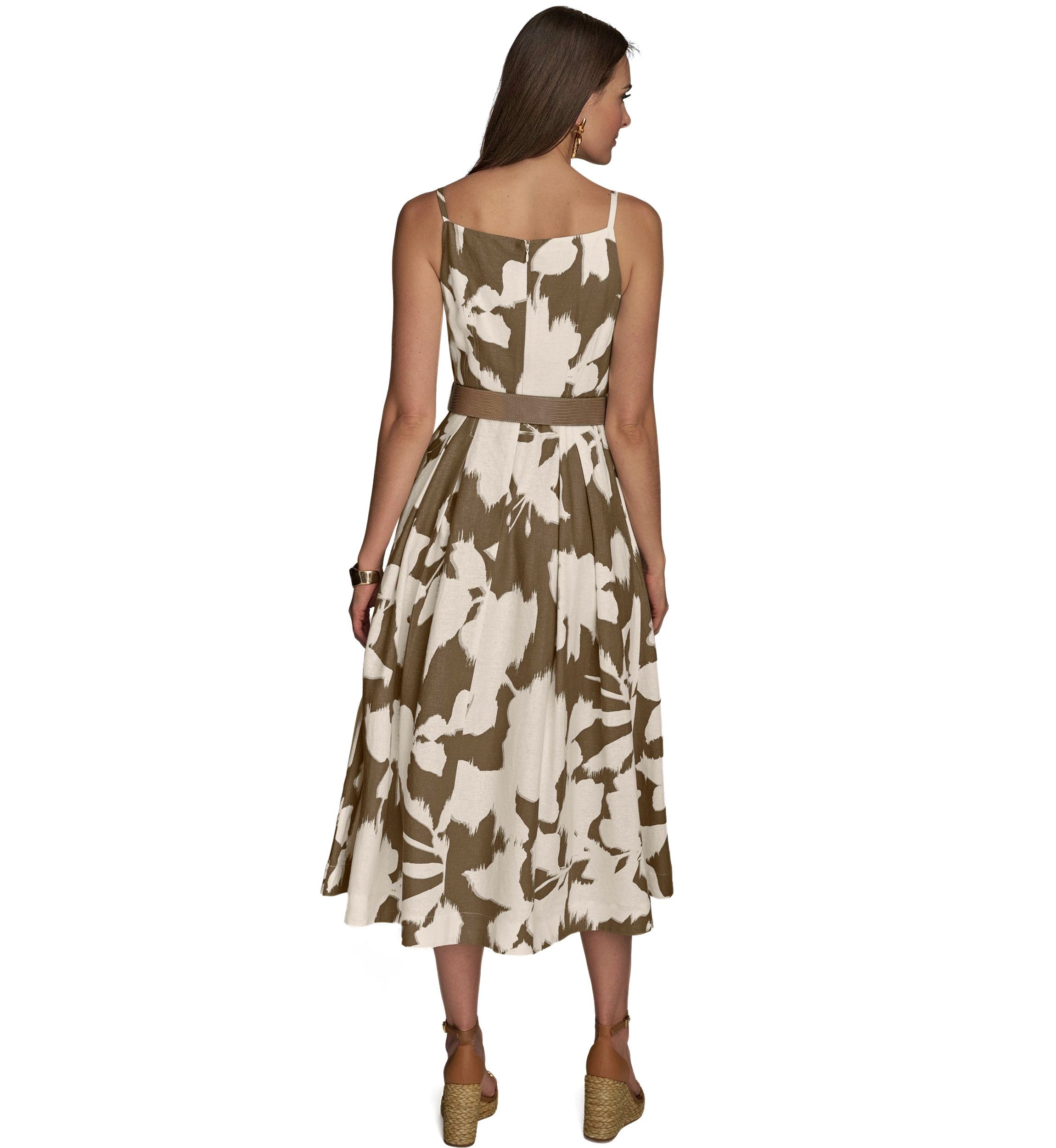 Womens Sleeveless Square Neck Floral Maxi Dress