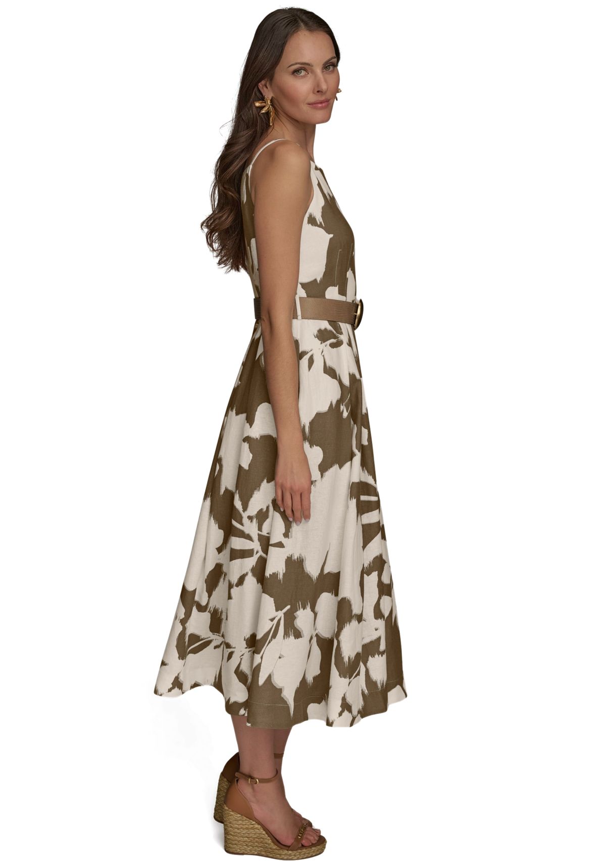Womens Sleeveless Square Neck Floral Maxi Dress