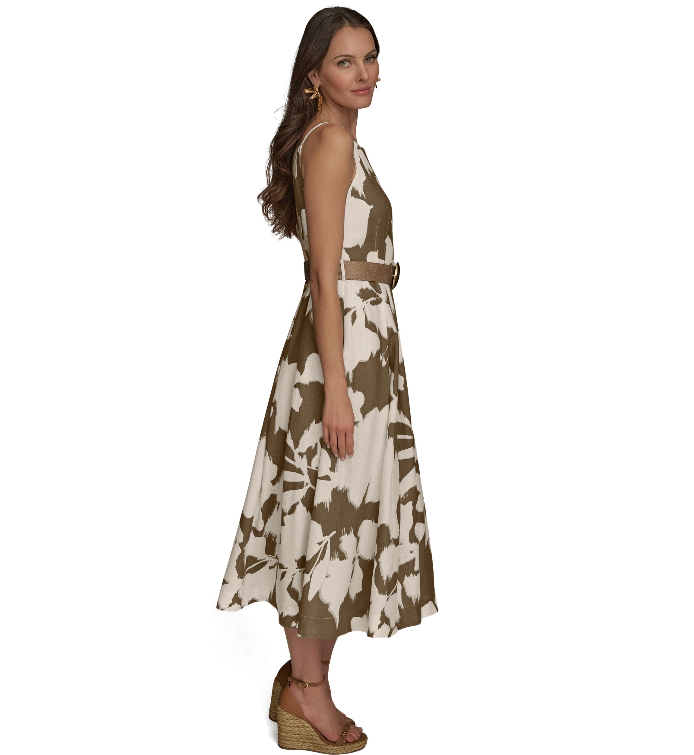 Womens Sleeveless Square Neck Floral Maxi Dress