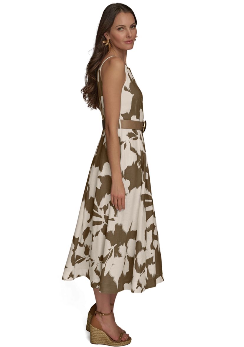 Womens Sleeveless Square Neck Floral Maxi Dress