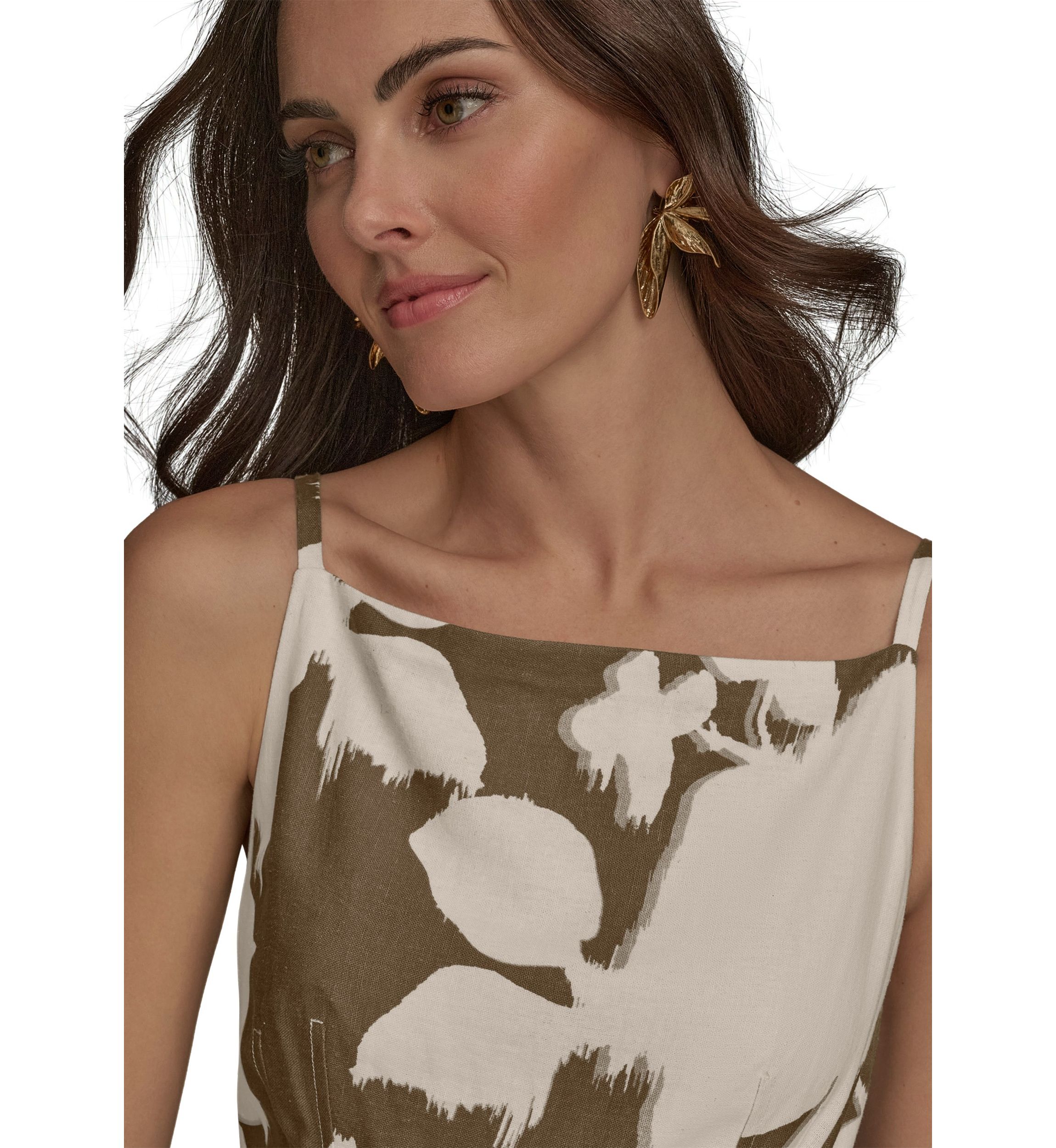 Womens Sleeveless Square Neck Floral Maxi Dress