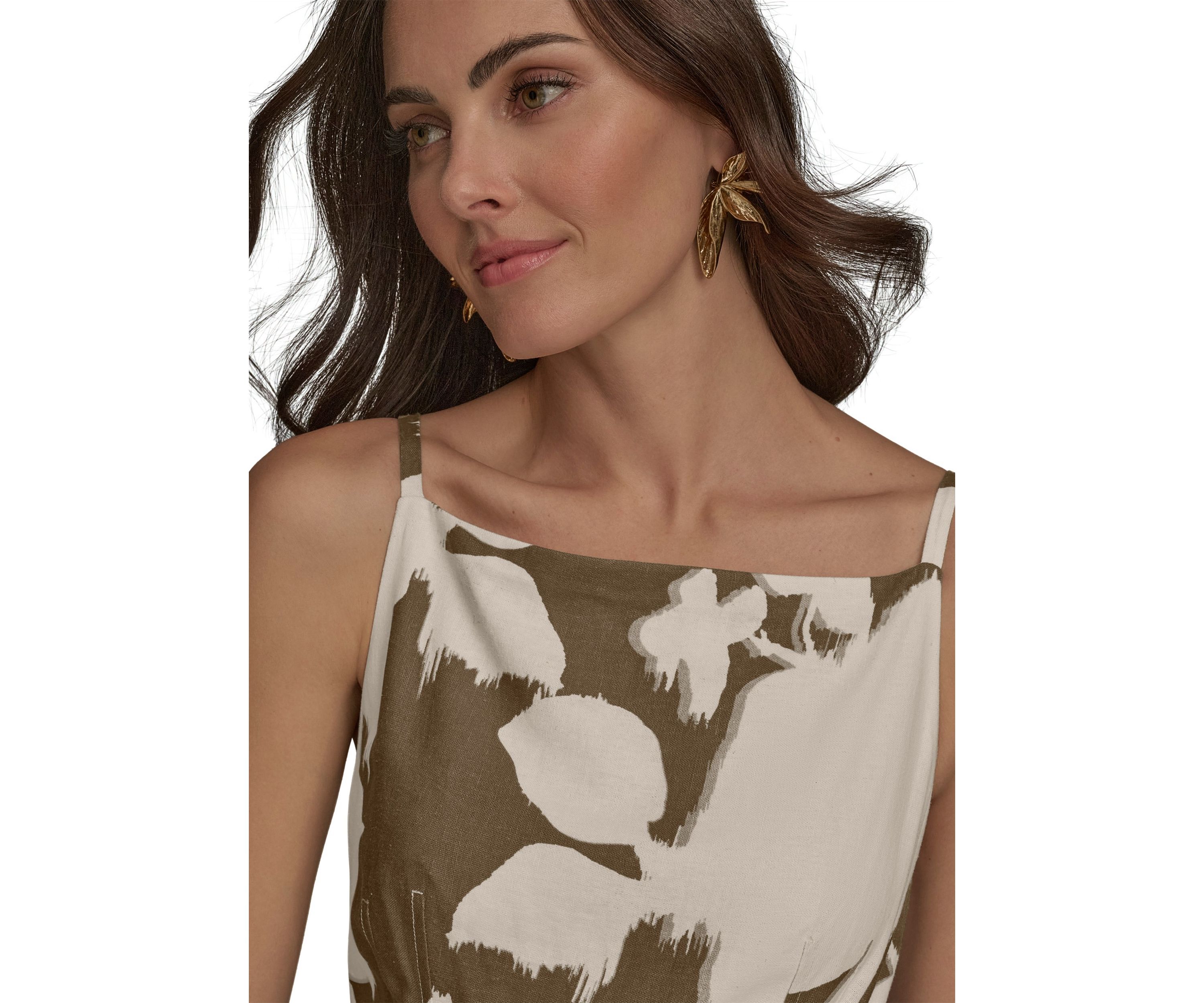 Womens Sleeveless Square Neck Floral Maxi Dress