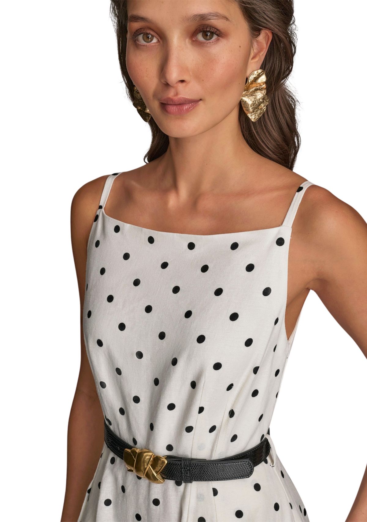 Womens Sleeveless Square Neck Maxi Belted Dress