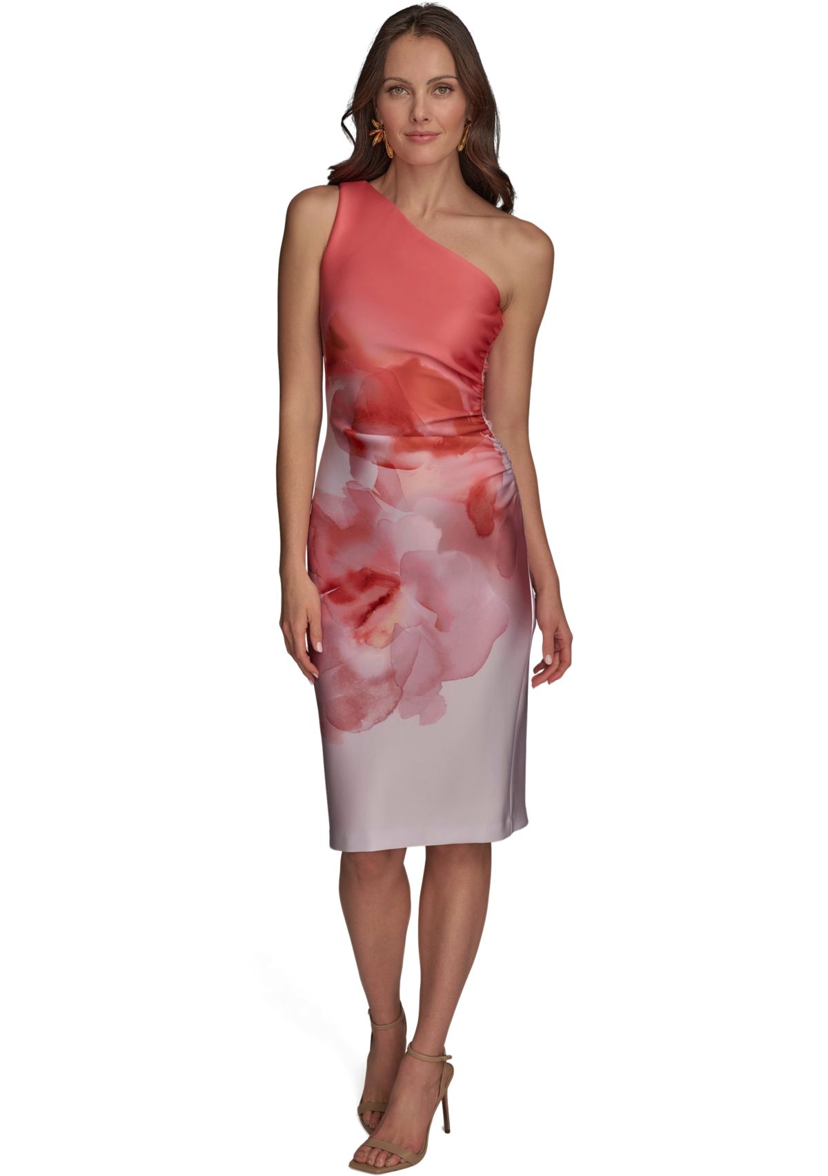 Womens Off the Shoulder Asymmetric Ombré Dress