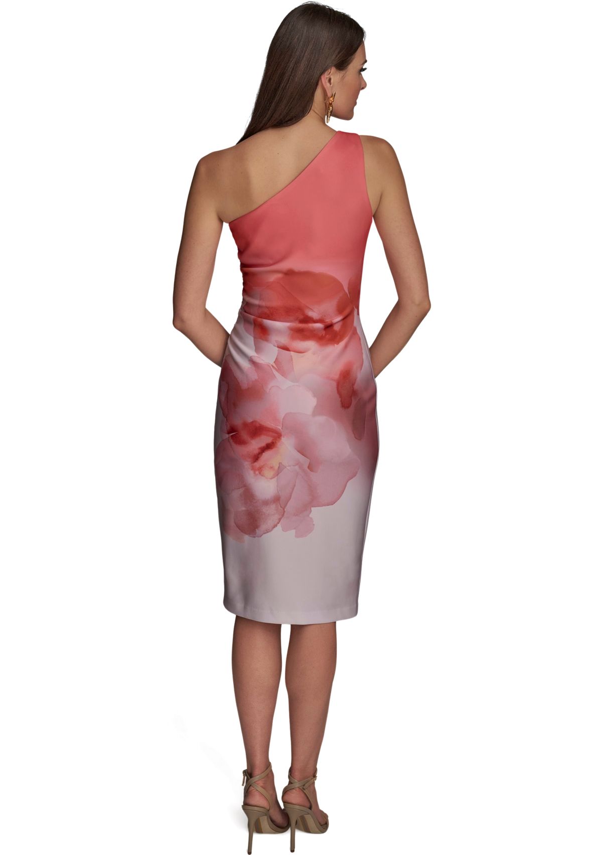 Womens Off the Shoulder Asymmetric Ombré Dress