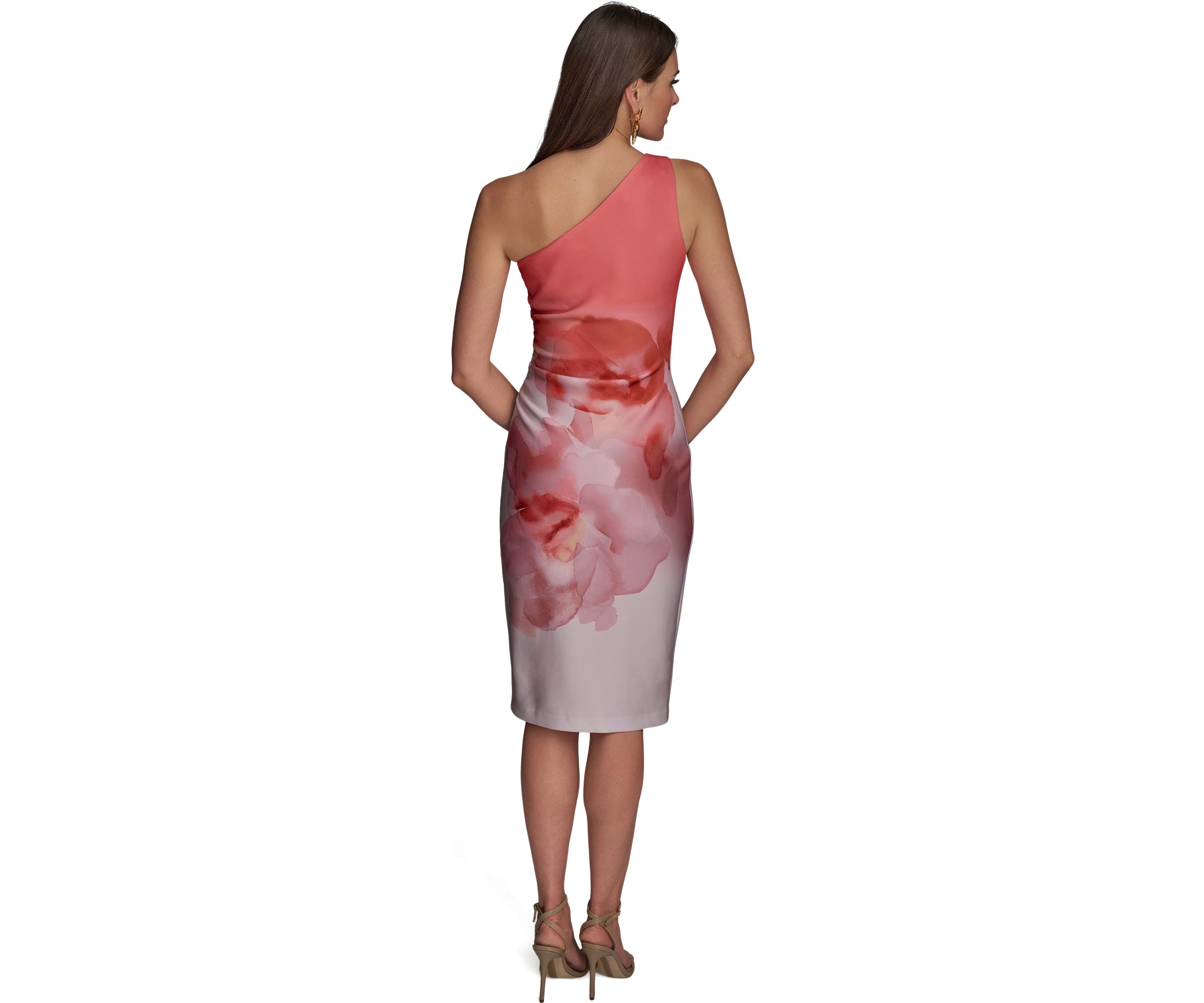 Womens Off the Shoulder Asymmetric Ombré Dress
