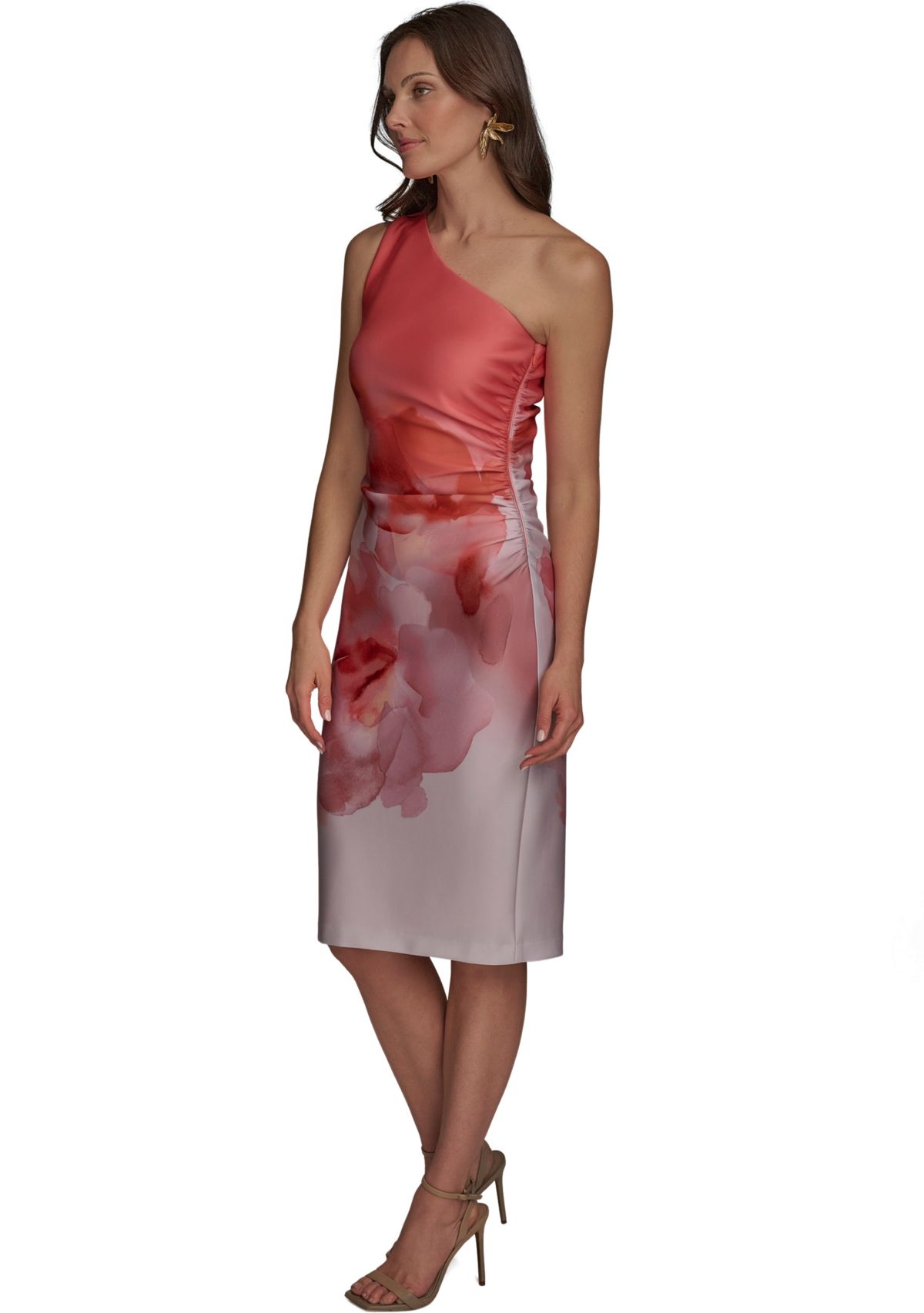 Womens Off the Shoulder Asymmetric Ombré Dress