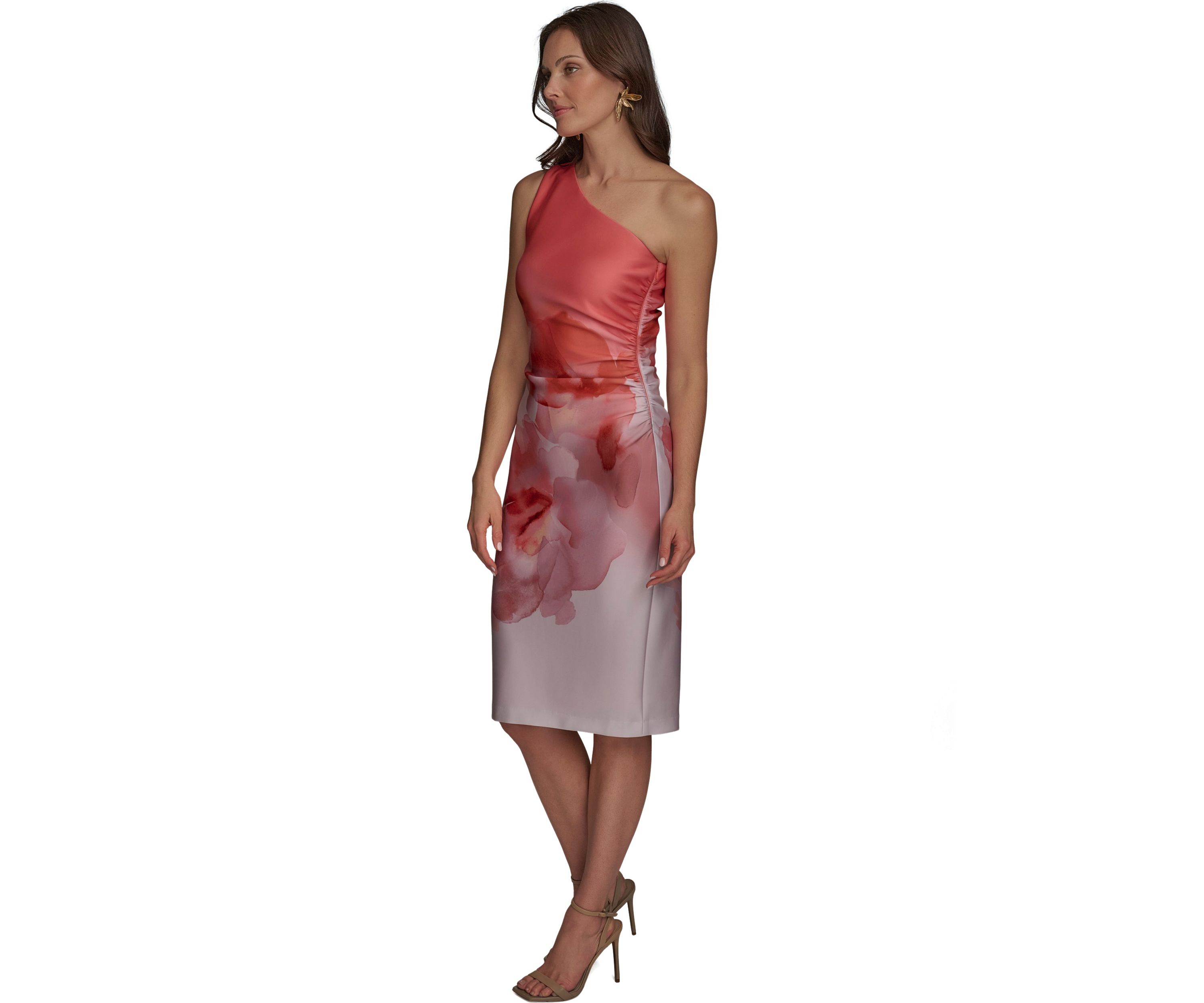 Womens Off the Shoulder Asymmetric Ombré Dress