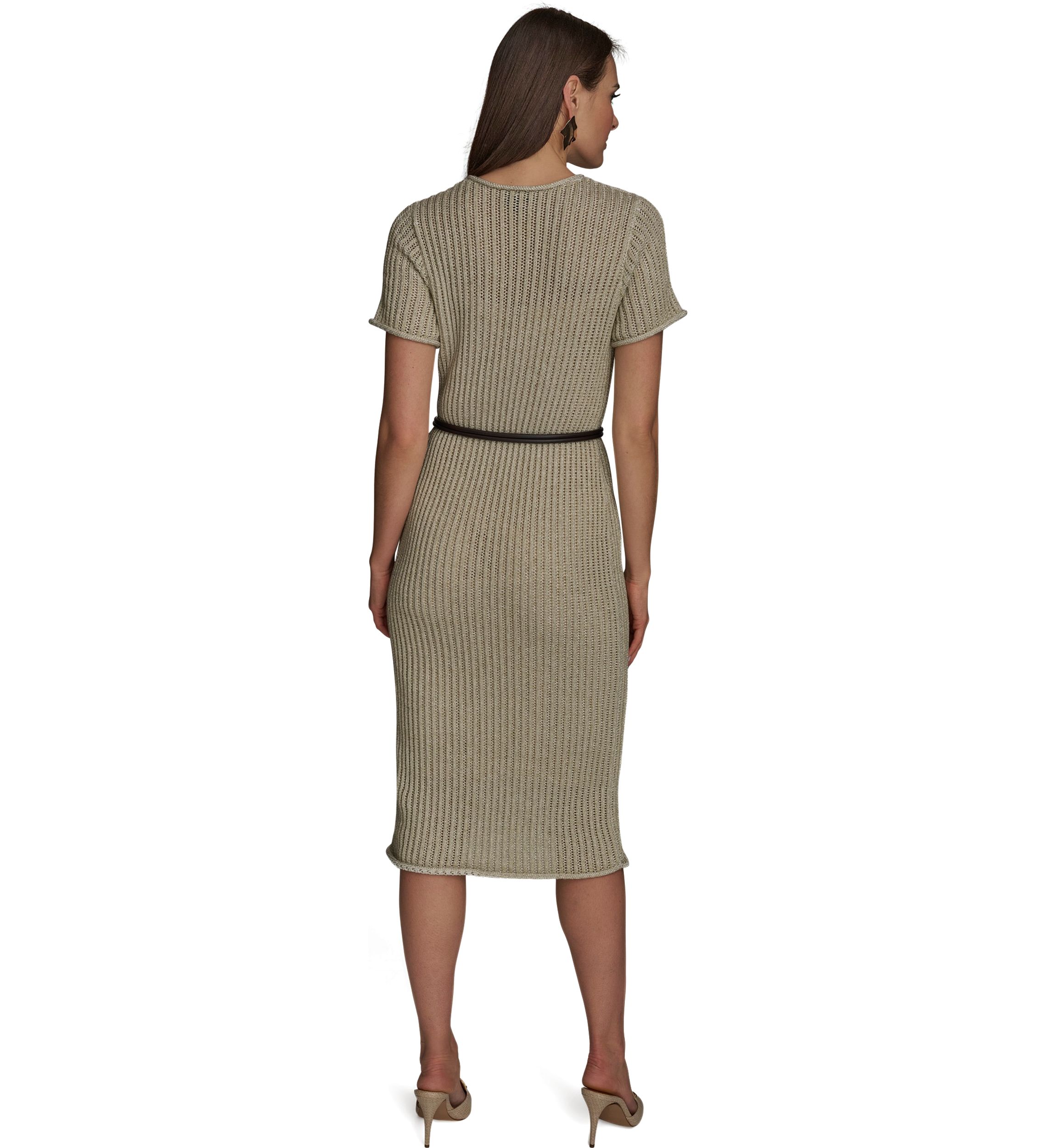 Womens Short Sleeve Crew Neck Knit Slim Dress