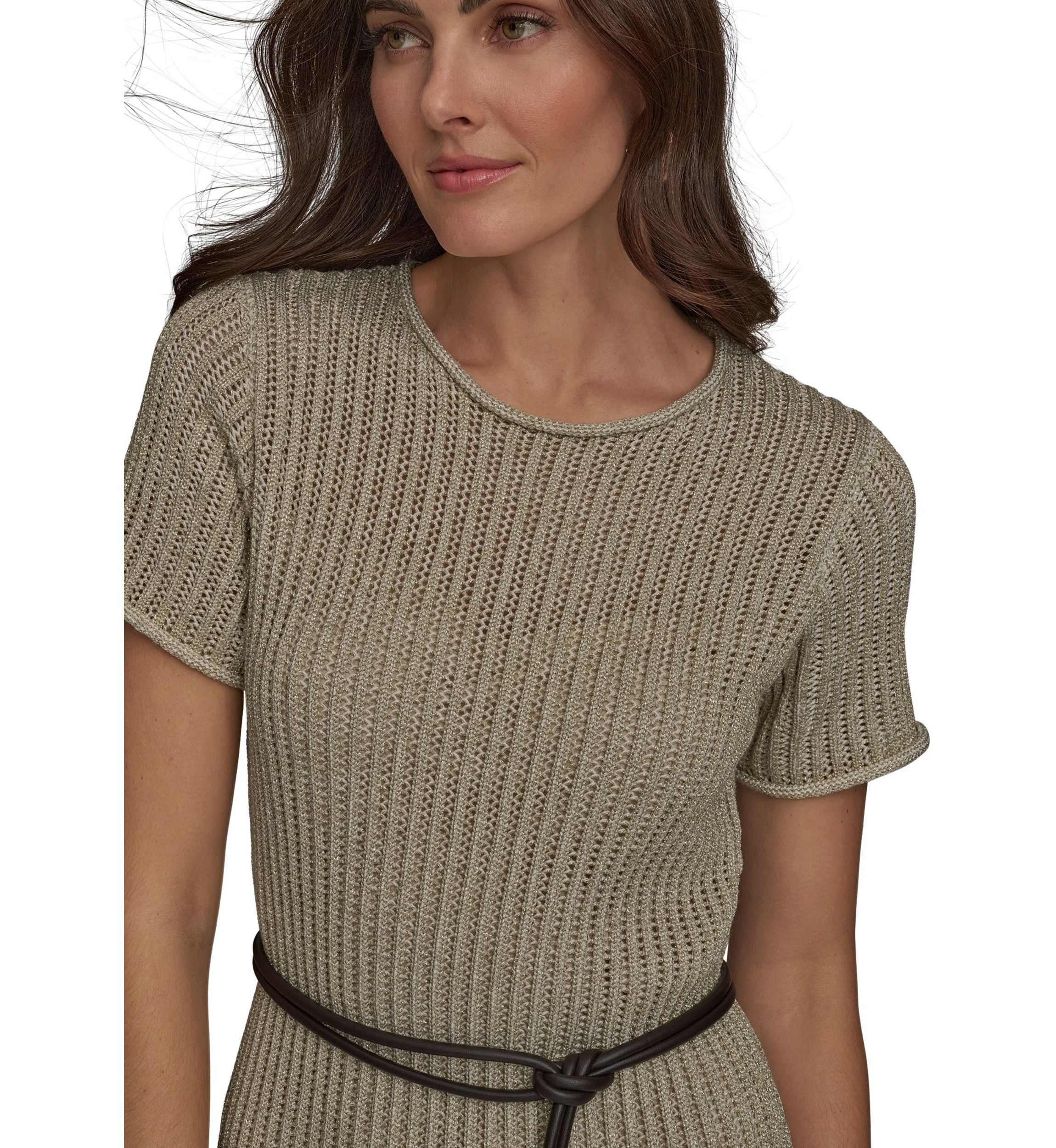 Womens Short Sleeve Crew Neck Knit Slim Dress
