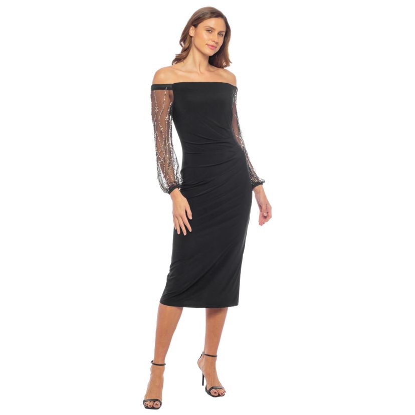 Midi Dress with Beaded Sleeves